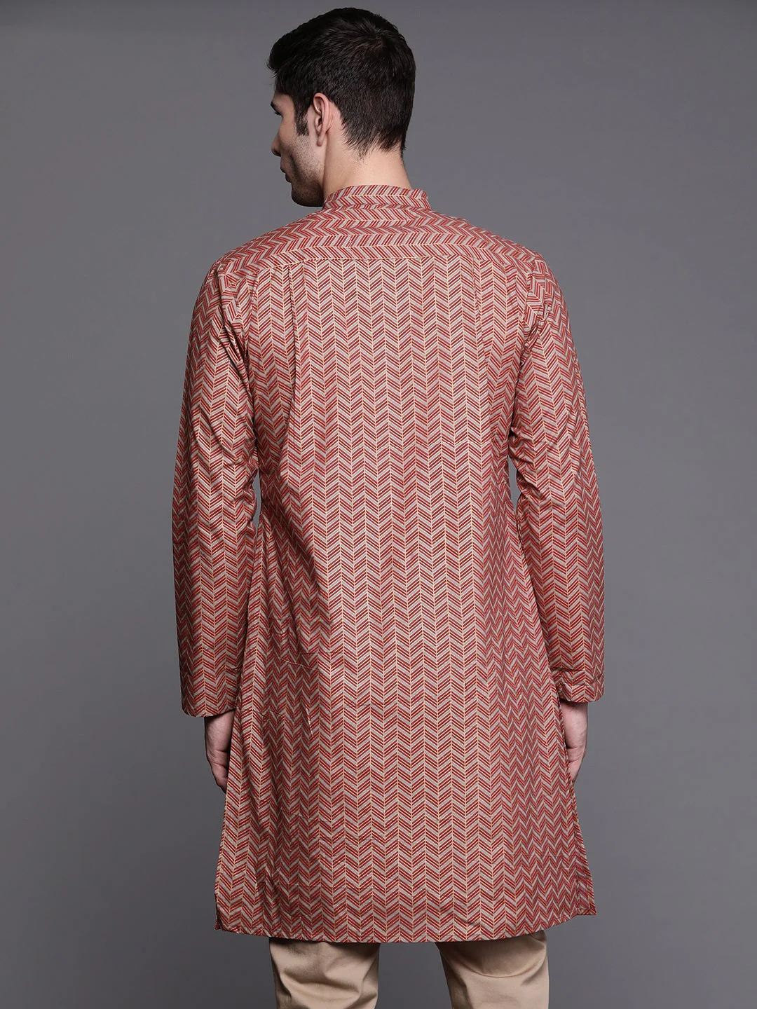 Indo Era Grey Herringbone Cotton Straight Kurtas - Image 4