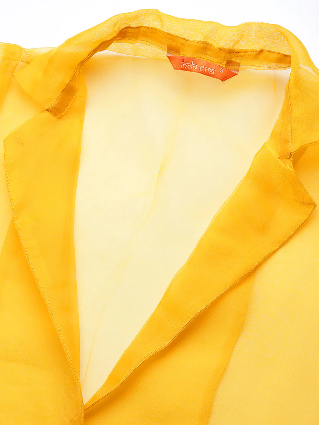 Indo Era Kesariya Yellow Printed A-Line Kurta with Trouser Set - Image 5