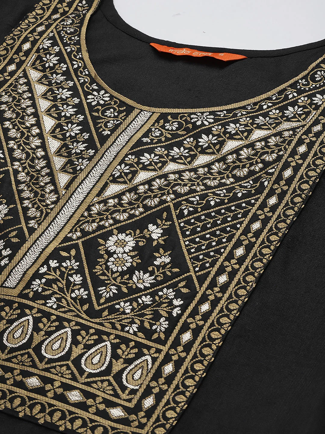 Indo Era Solid Black Straight Kurta Palazzo Sets - Image 6