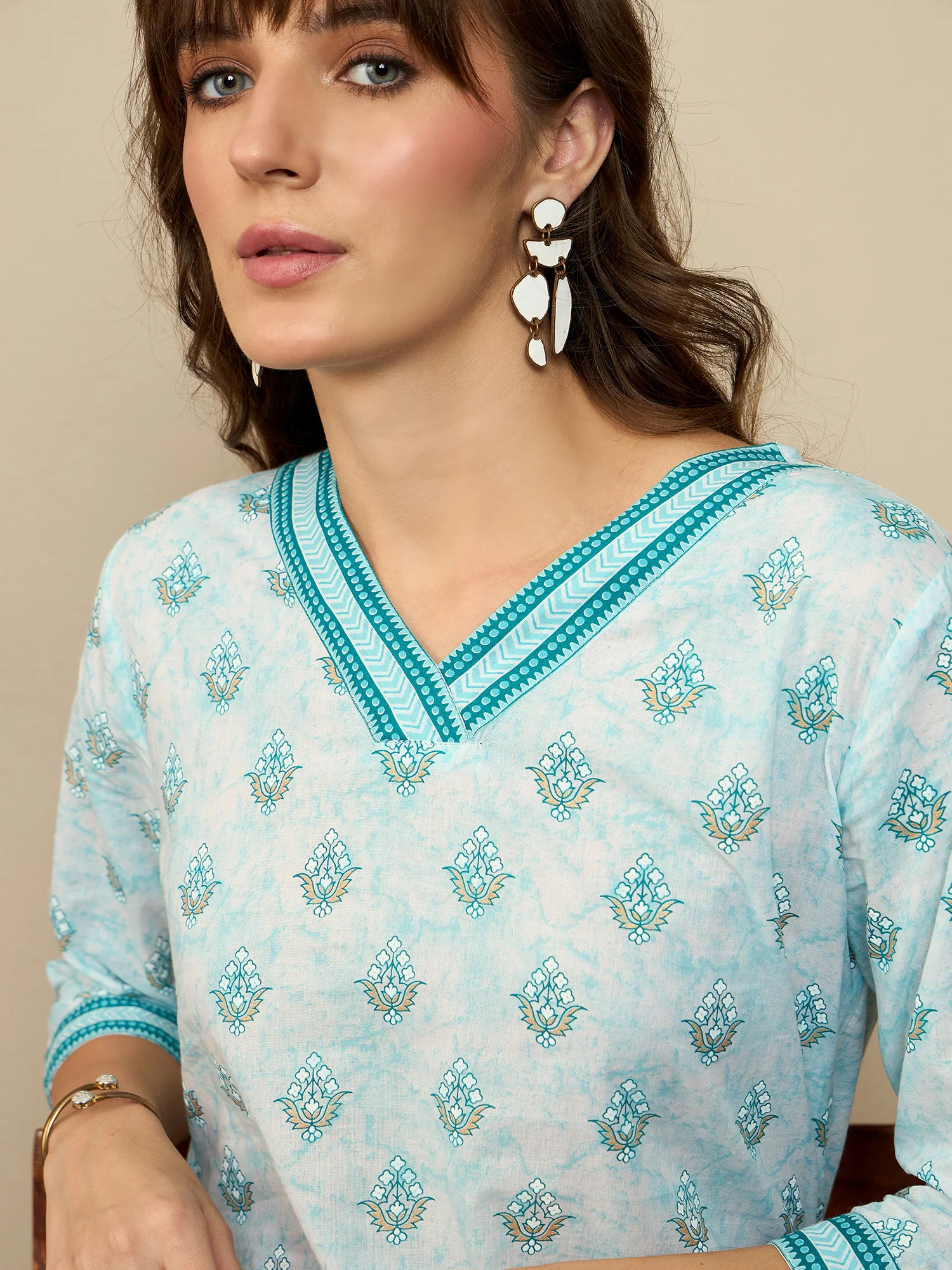 Indo Era White Printed Straight Kurtas - Image 4