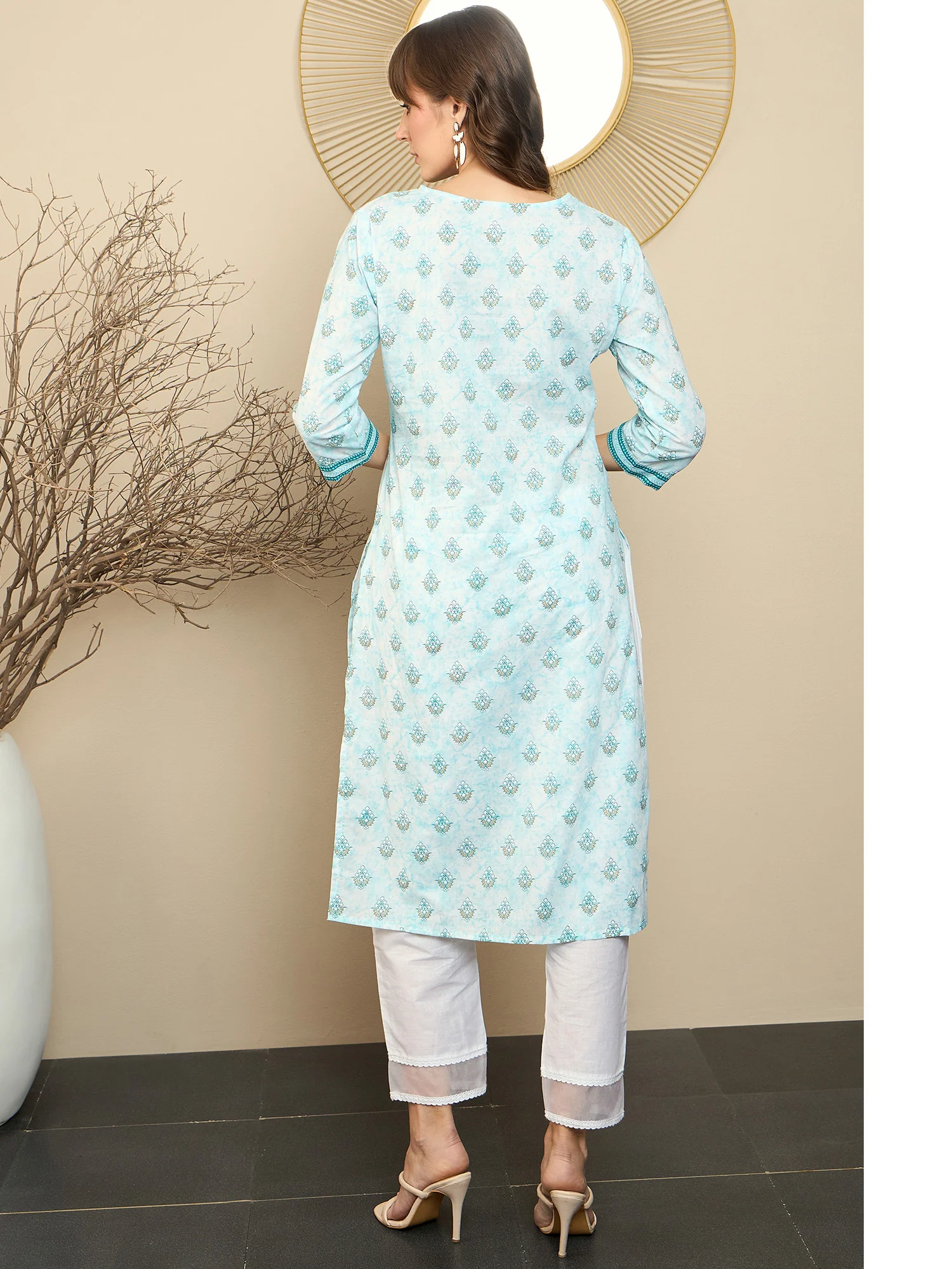 Indo Era White Printed Straight Kurtas - Image 5